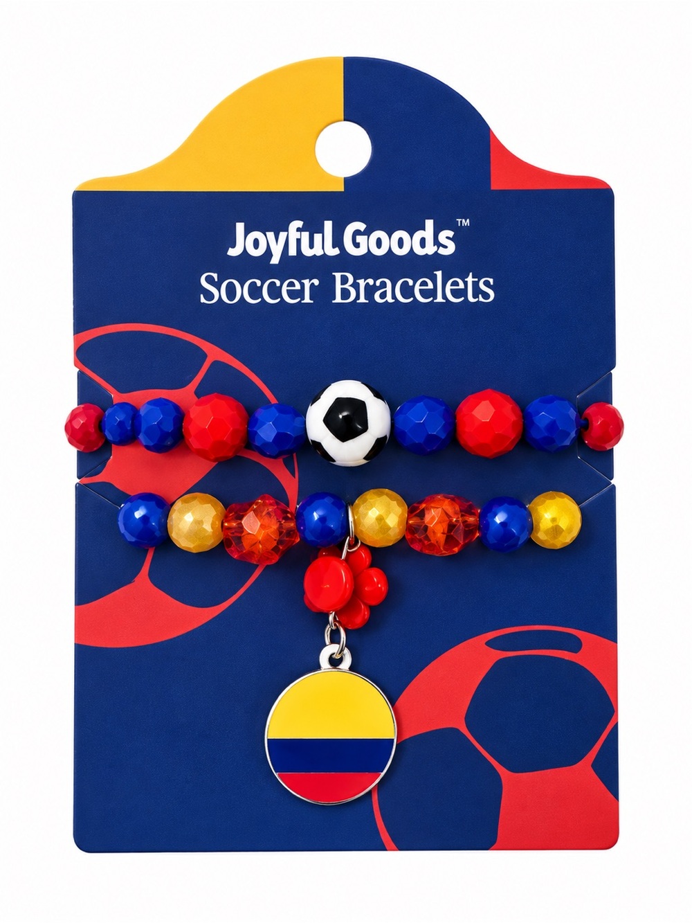 Colombia Soccer Bracelets Set – Red, Blue & Yellow Beaded Bracelets